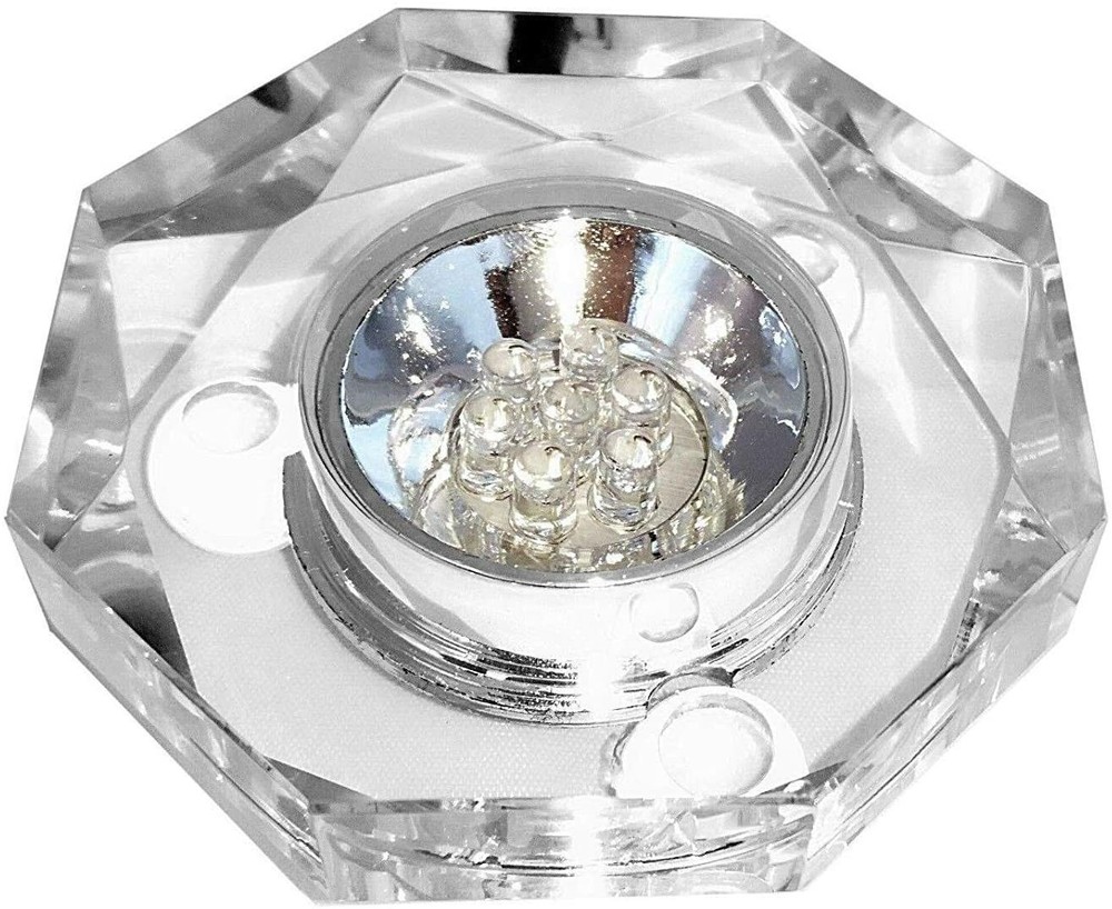 4" Led Light Multicolor Mirror Plate Clear Crystal Glass Display Base Stand