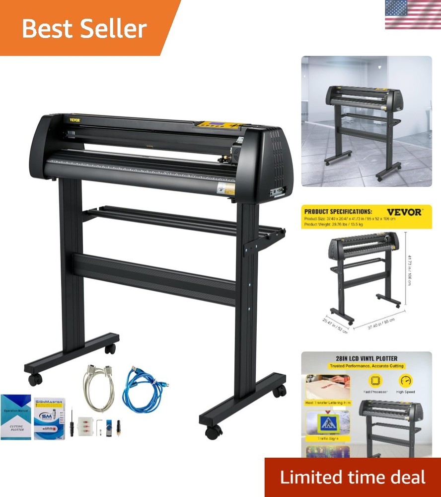 28-Inch Vinyl Cutter Plotter with LCD Display & Adjustable Speed - Signmaker'...