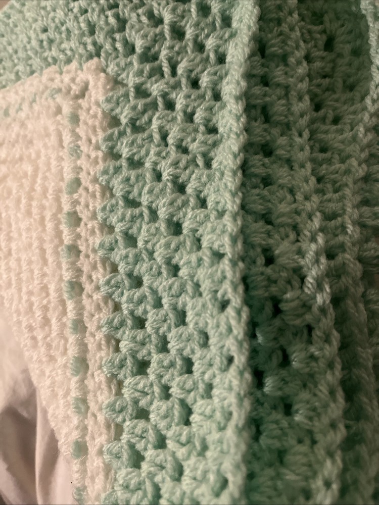 Mint Green & White Square Baby Blanket