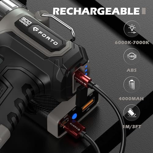 Compact Rechargeable Spotlight with Adjustable Focus, Handheld Spot Brown