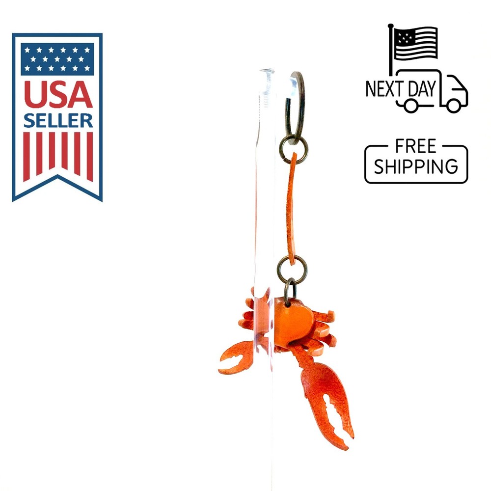 Crab Handmade Leather Keyring #1