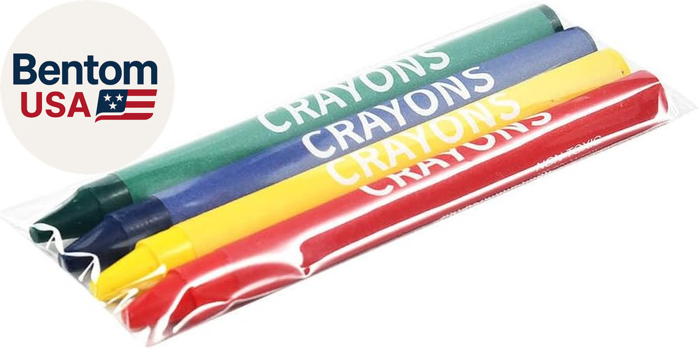 Crayons Bulk Pack, Regular Size, 4 Colors, Cellophane 250 Packs, 1000 Count