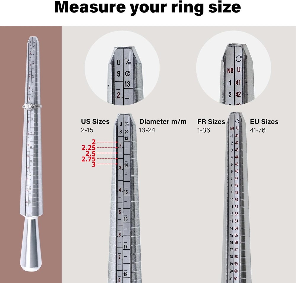 Artilife Ring Sizer Measuring Tool,Steel Mandrel for Silver