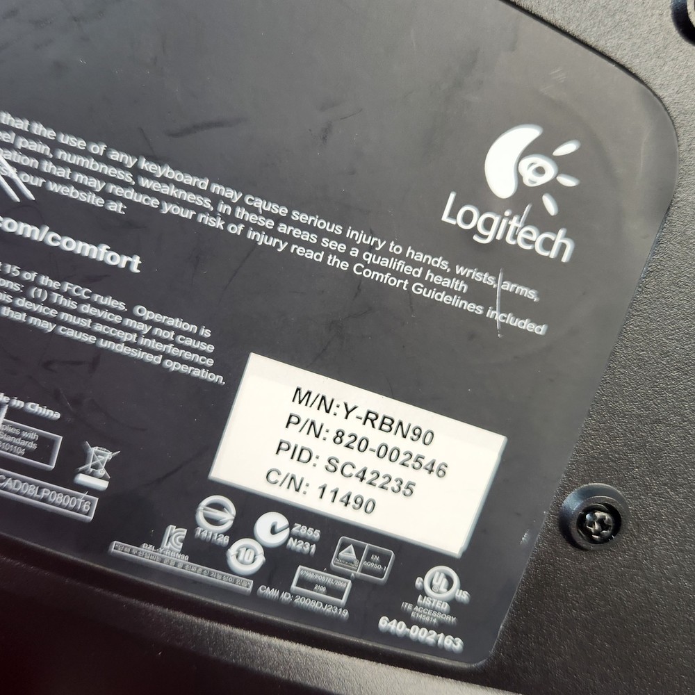 Wireless Logitech Wave K350 Ergonomic Keyboard And Mouse