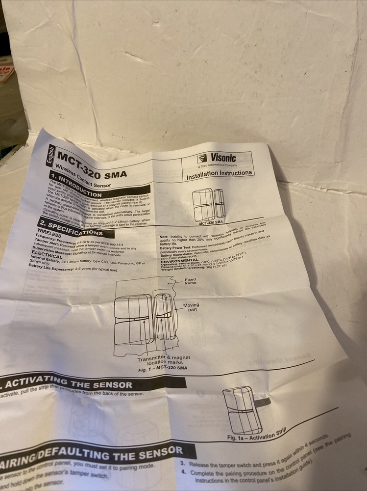 VISONIC MCT-320 SMA WIRELESS CONTACT SENSOR