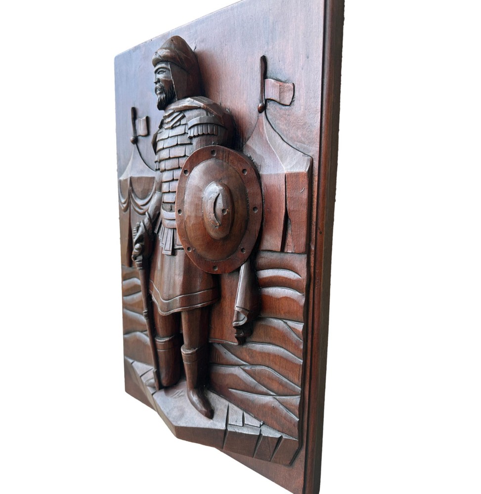 French Thick Middle Ages Gothic Carved Wood Wall Panel