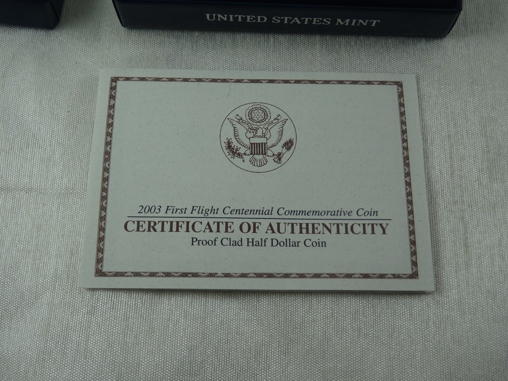 2003 First Flight Silver Dollar Proof Coin & Liberty Wright Monument Half Dollar