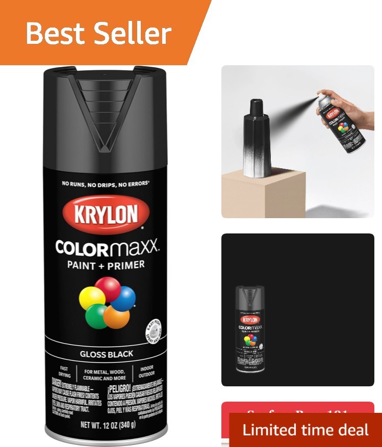Versatile 12oz Gloss Black Spray Paint: Fast Drying & Easy Application