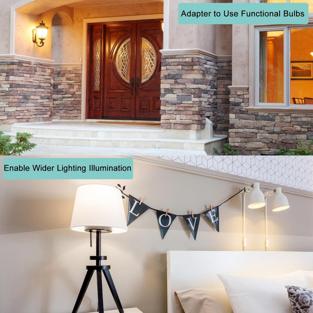 Light Socket Extender, E26/E27 Bulb Extender Standard White