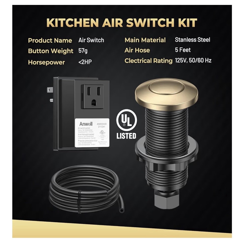 Garbage Disposal Air Switch Kit