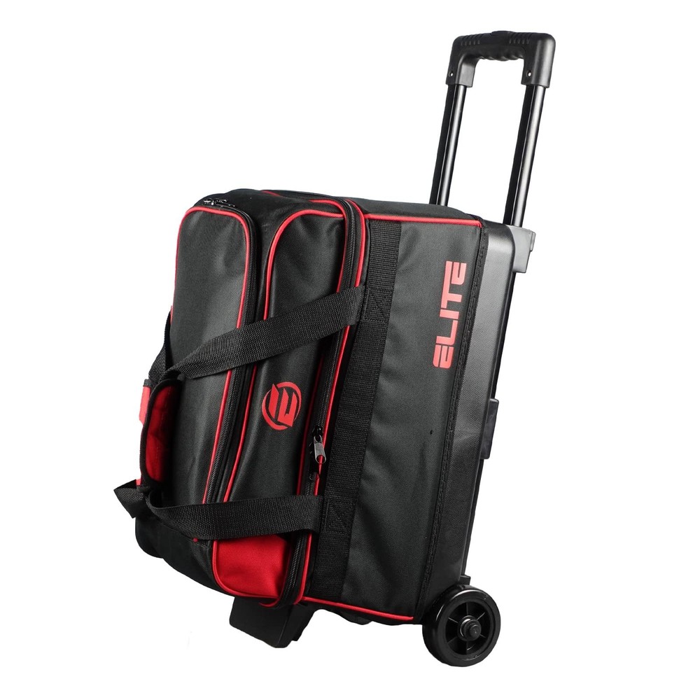 ELITE Basic Double Roller Bowling Ball Bag With Rolling Wheels | Large, Red