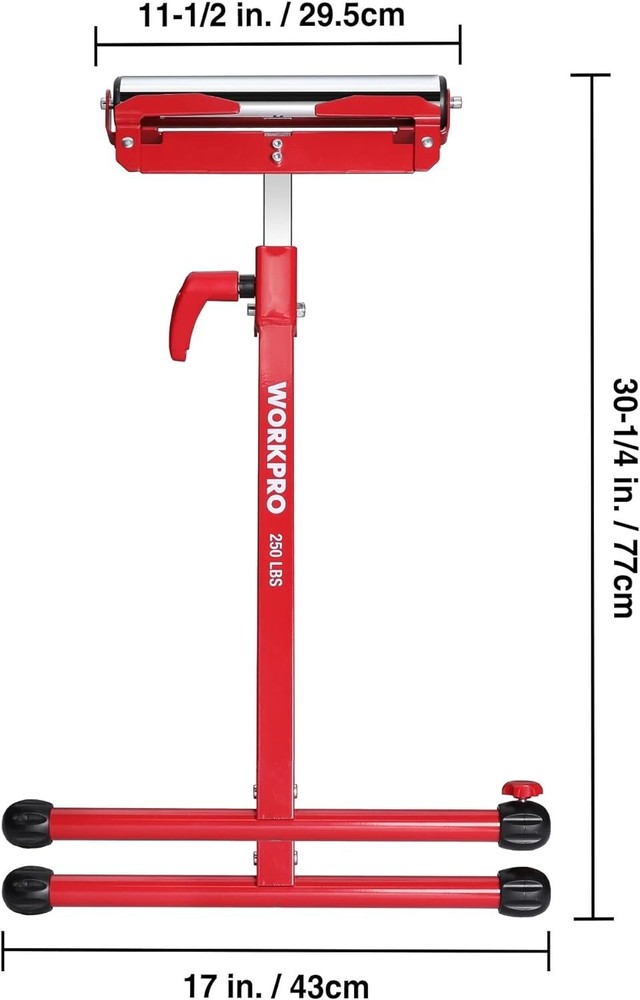 WORKPRO Heavy Duty Folding Roller Stand Height Adjustable 250LB Load Capacity US