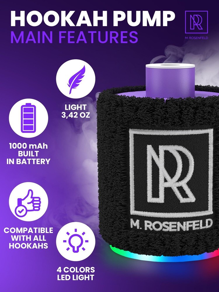 Hookah Starter Pump Purple Rechargeable with LED