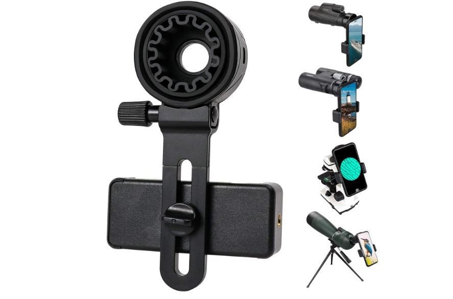 Universal Cell Phone Telescope Mount Adapter Fits Monocular, Binocular, Microsco