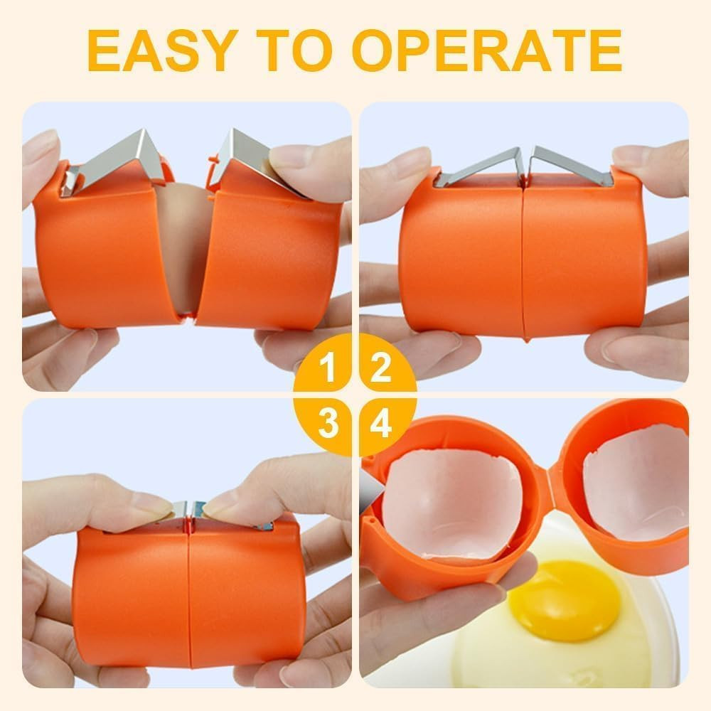 Generic 3Pcs Egg Shell Opener Set – Stainless Steel Egg Cracker, Egg Cutter & Se
