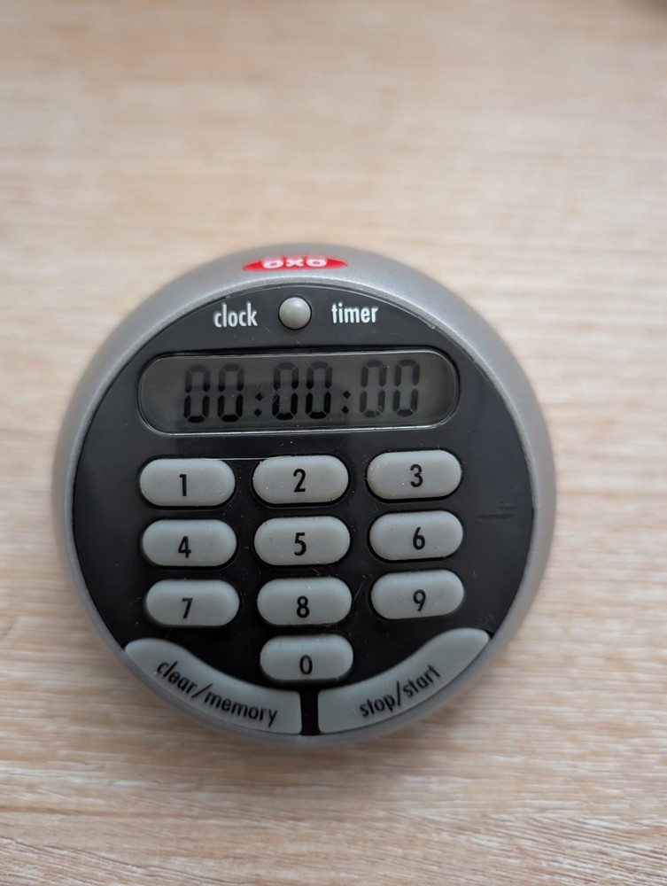 OXO Digital Kitchen Timer Large Display Countdown Count Up Battery Silver Black