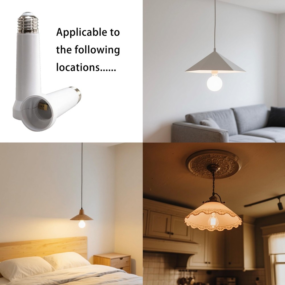 Light Socket Extender, E26/E27 Bulb Extender Standard White