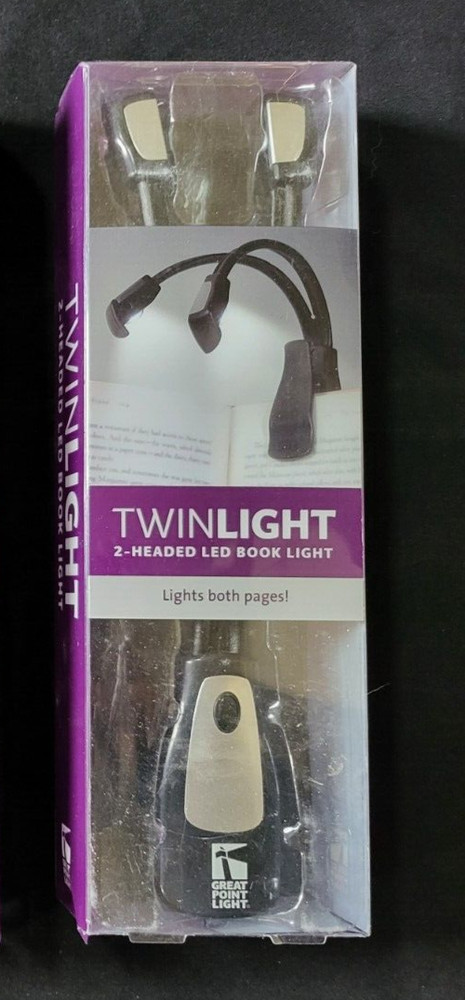 Great Point Light Twin Light 2 Headed LED Book Light Black