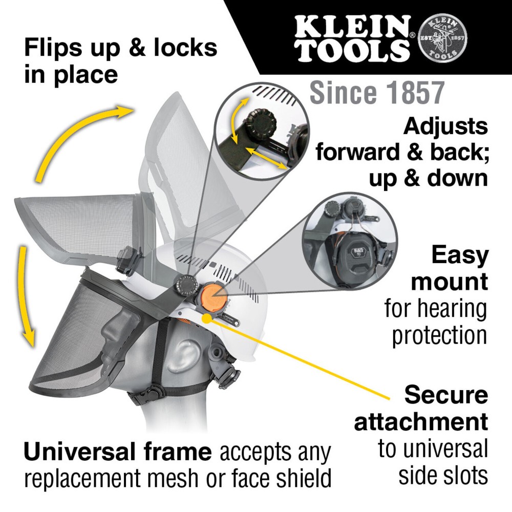 Klein Tools 60475 Safety Replacement Face Shield Frame, With Safety Helmets
