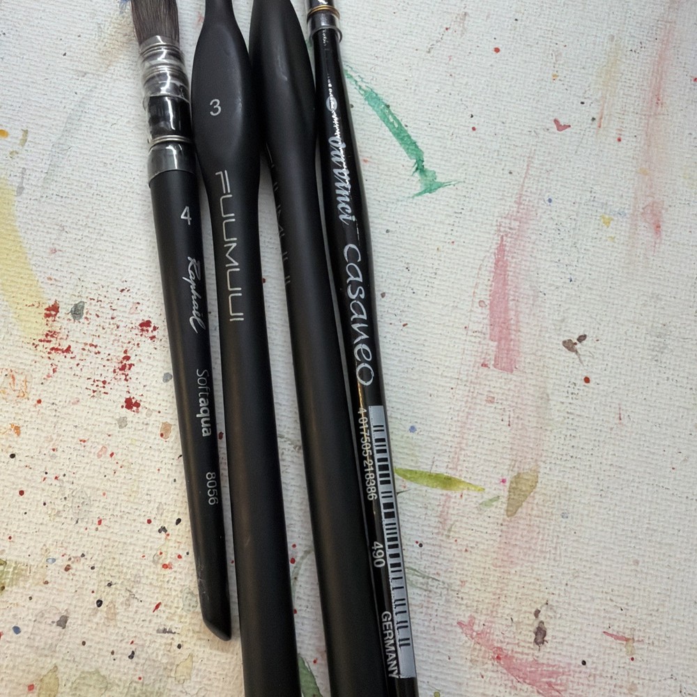 4 Watercolor Brushes, Used Once