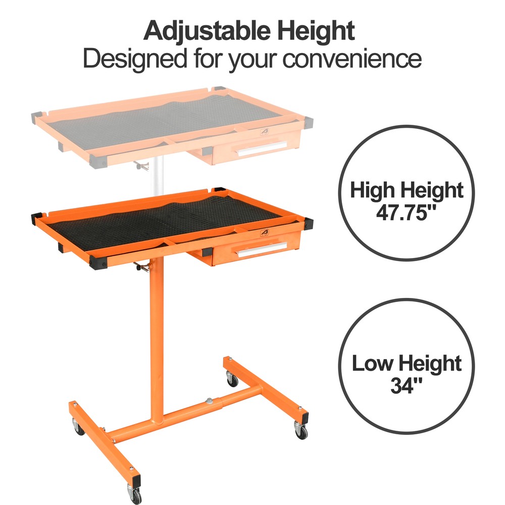 LT018 Heavy Duty Adjustable Work Table with Drawer,220 lbs Capacity Rolling Tool