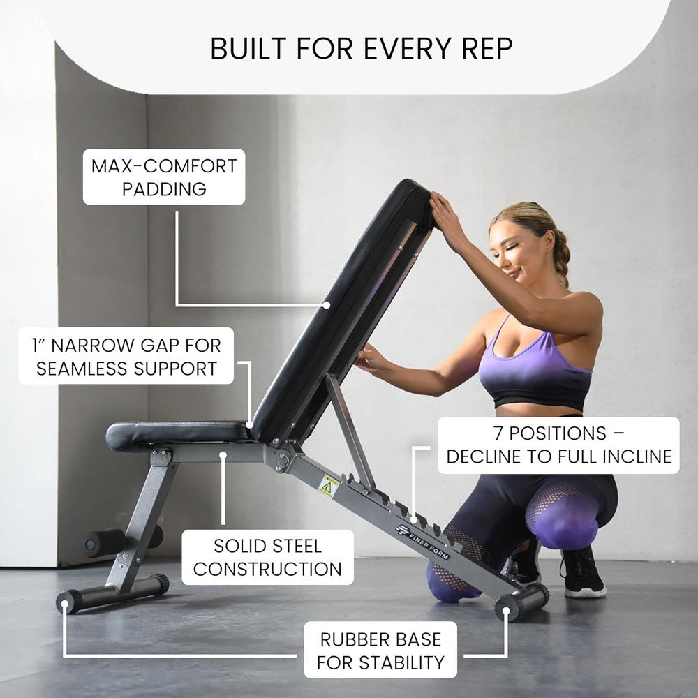 5-In-1 Weight Bench, Adjustable & Foldable for Bench Press, Strength Training an