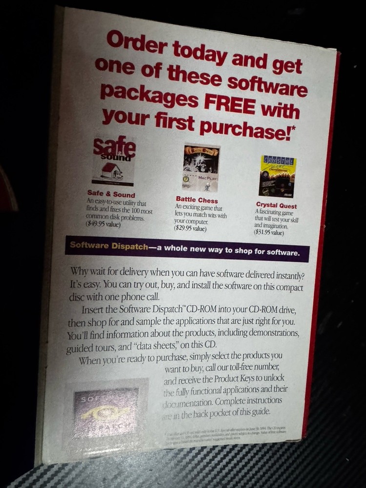 Software Dispatch for Macintosh (1994) Mailer CD VERY RARE SOFTWARE