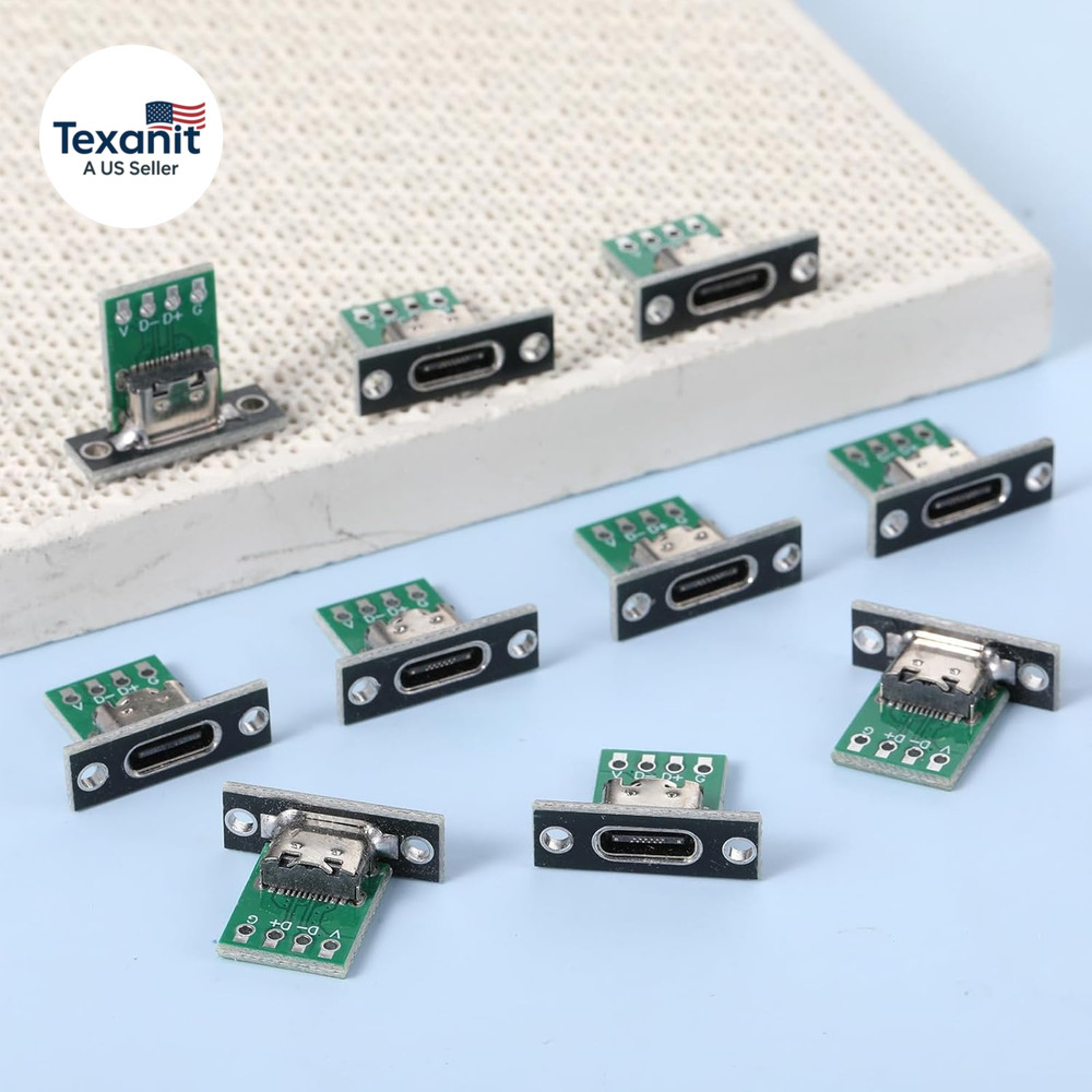 10 Pcs USB C Panel Mount Connector DIY Type C Female Socket Connector Panel Moun