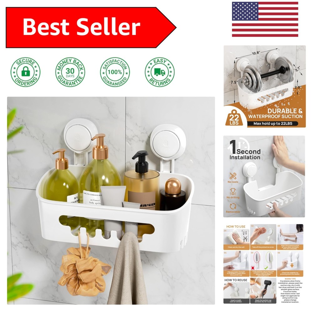 Removable Shower Organizer - Secure Suction Cup Holder for Bath Essentials