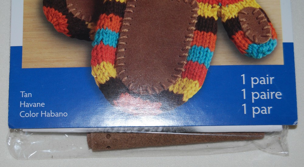 New Boye Starting Points Tan Suede Mitten Palms with Pattern sz Medium 1 pair