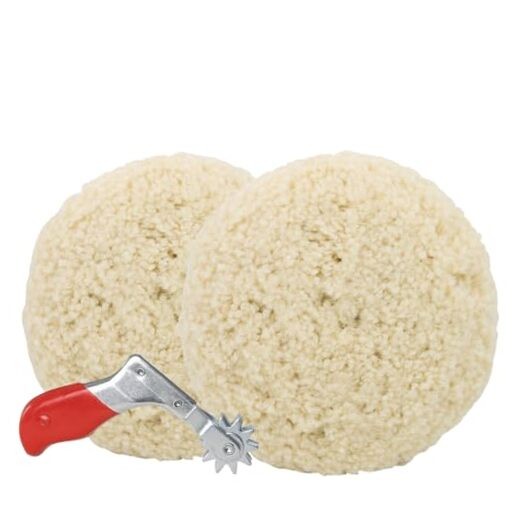 Wool Buffing Pads 7 Inch, 2 Pack 100% Wool Pads for Buffing with Hook & Loop