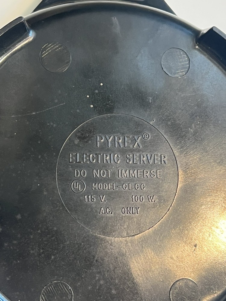 Vintage PYREX Electric Server Hot Plate Pad Compass Pattern Tested Model CECC