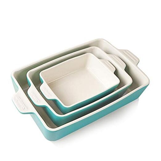 Ceramic Bakeware Set, Rectangular Baking Dish Lasagna Pans for Turquoise