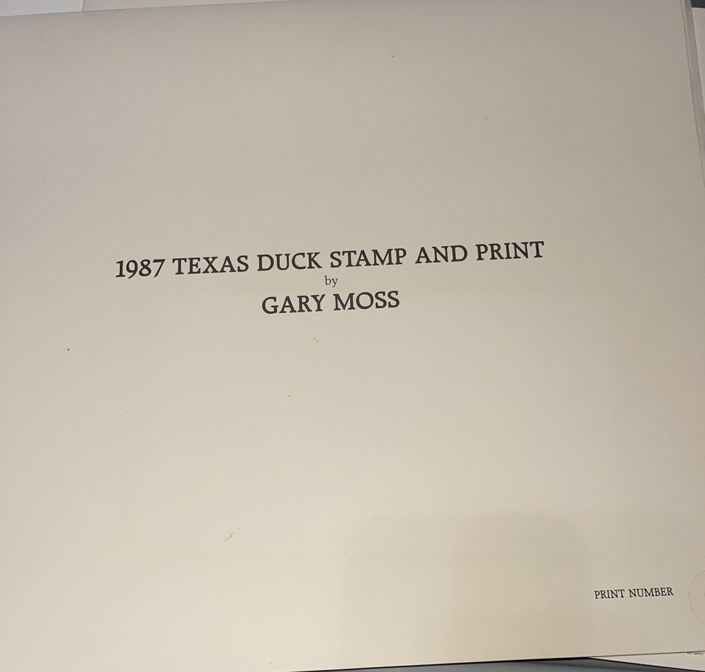 1987 TEXAS State Duck Stamp Print GARY MOSS with Stamp