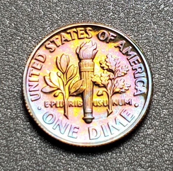 TONED 1987 S ROOSEVELT DIME PROOF UNC #P664