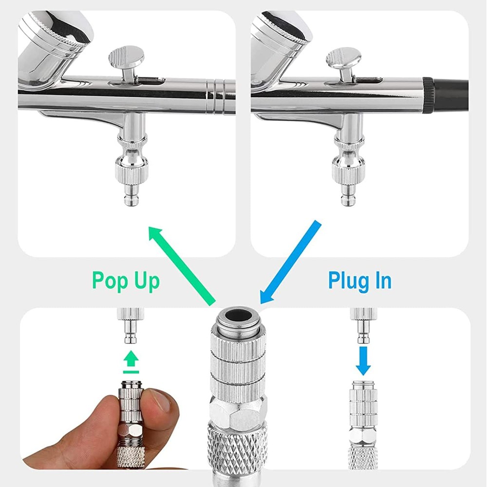 Airbrush Quick Disconnect Coupler Release Fitting Adapter Kit with 5 pcs 1/8"...