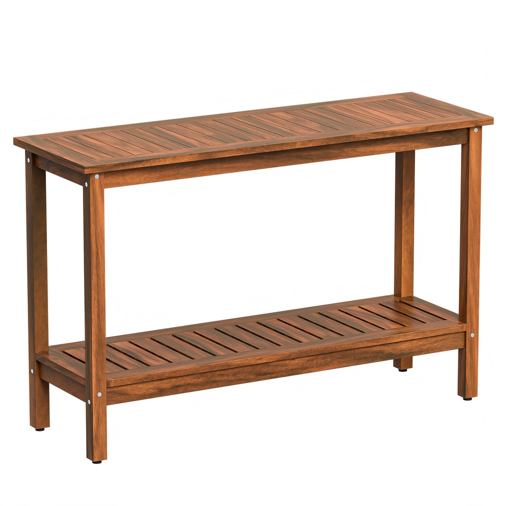 2-Shelf Console Table 48" Patio Side Accent Table Multifunctional w/Foot Sliders