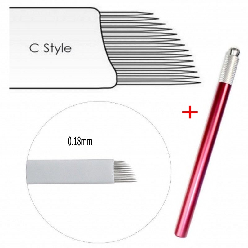 Royun 50Pcs 14CF 0.18mm Super Fine Permanent Makeup Microblading Blades Needle