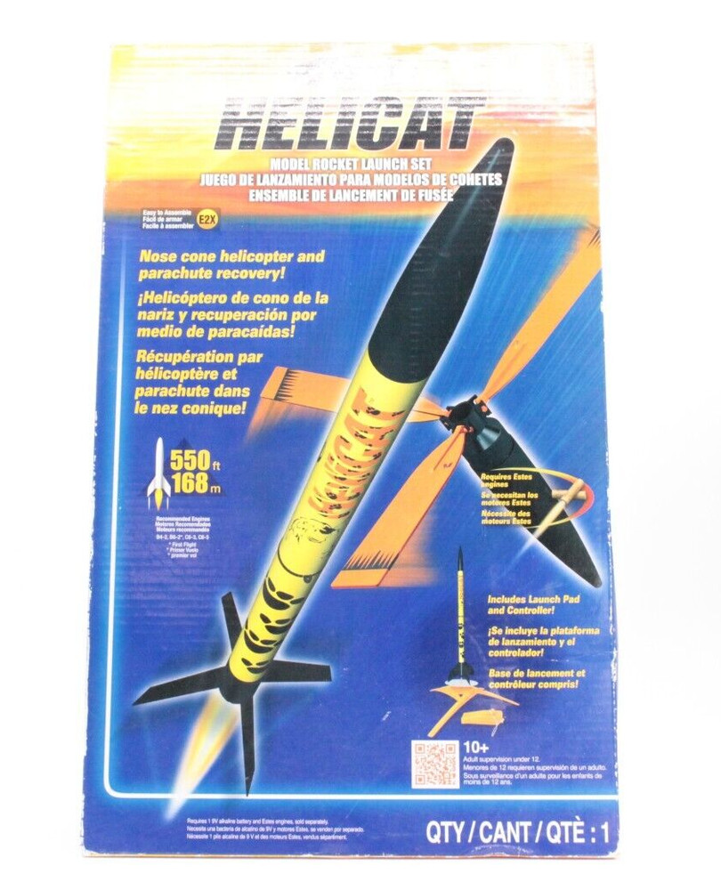 ESTES 1465 HeliCat Model Rocket Launch Set E2X  (Open Box)