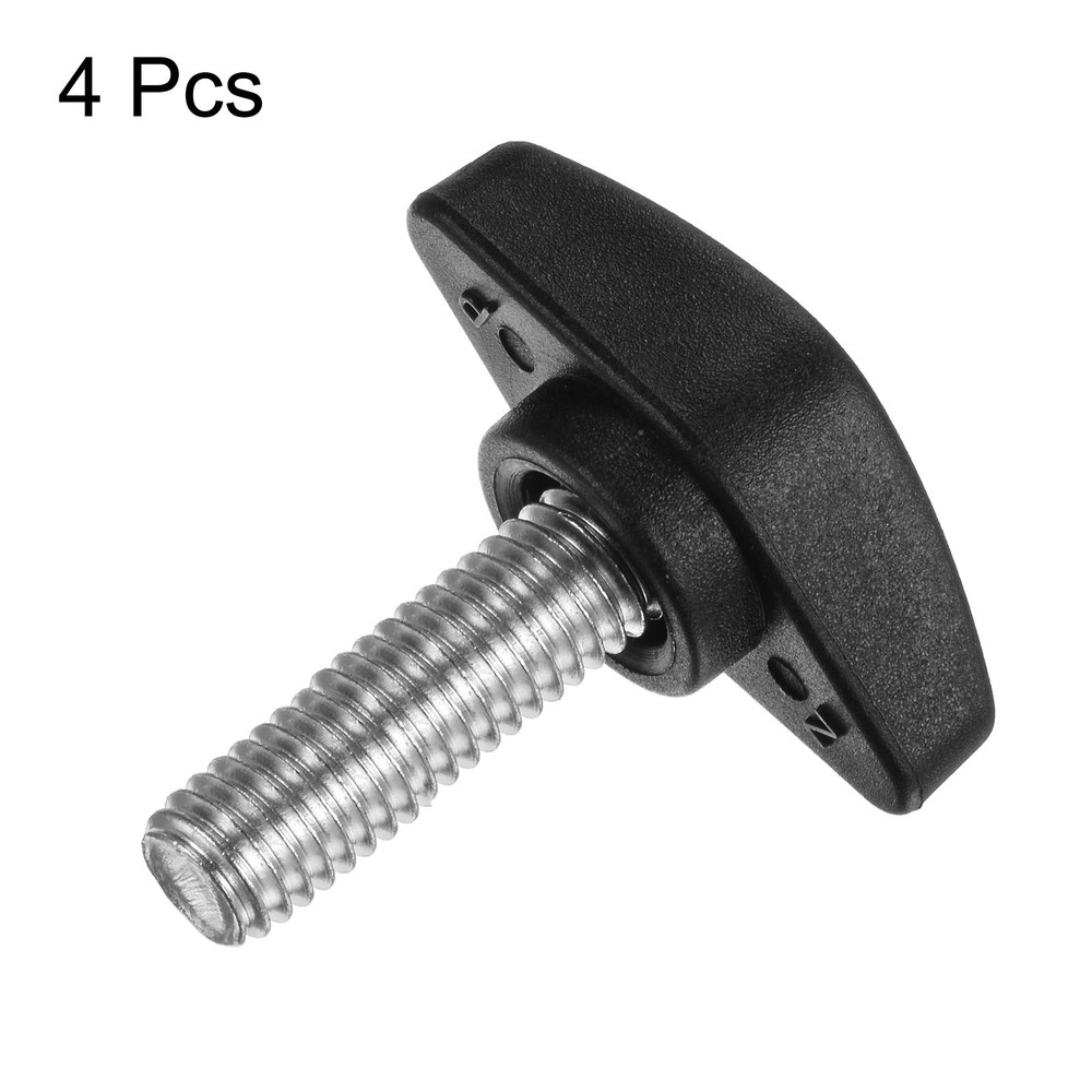 4 Set M8 x 20mm Male Thread Tee Wing Knobs Thumb Screw Clamping Knobs Grip Black