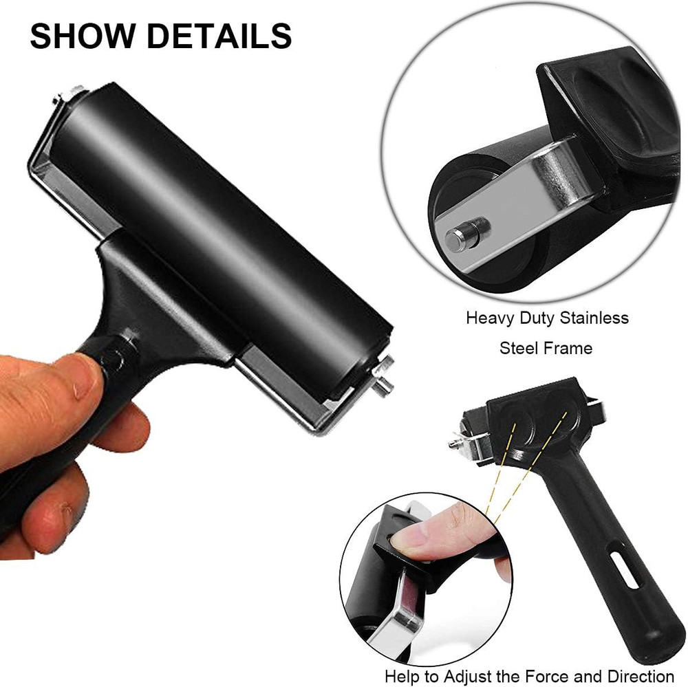 3 Pack Printmaking Brayers - Hard Rubber Rollers (2.4’’, 4’’, 7.9’’)