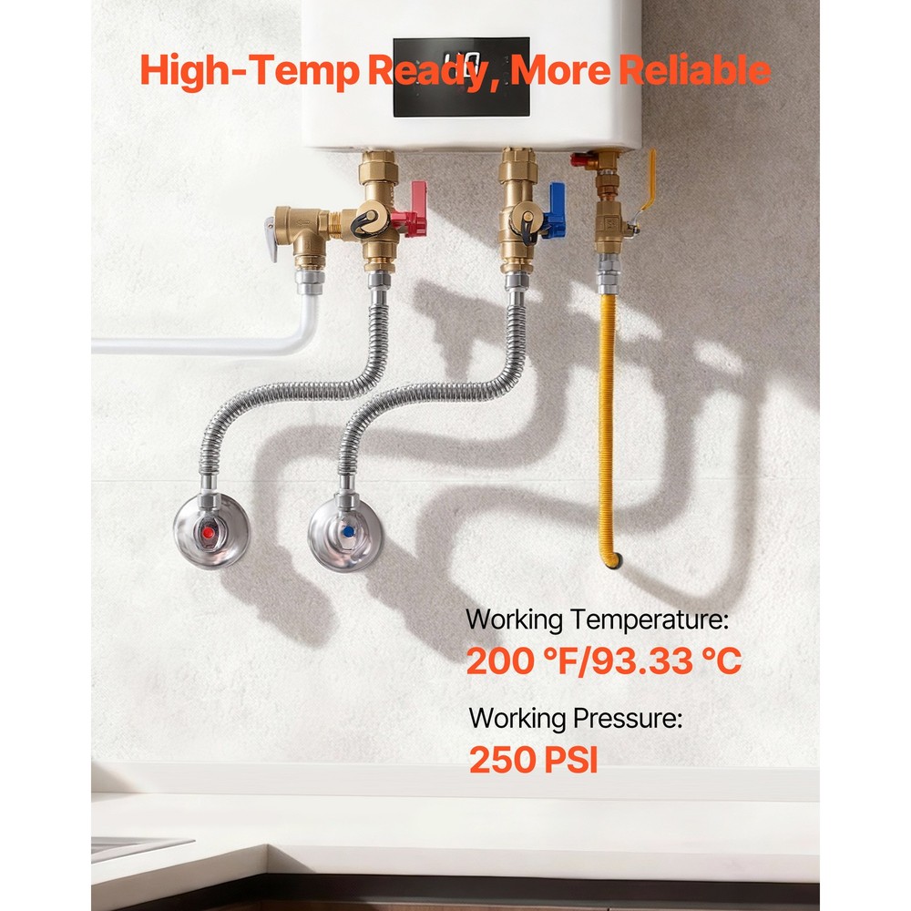 Uimoso 18-Inch Water Heater Kit with Flexible Connector for Kitchen Use