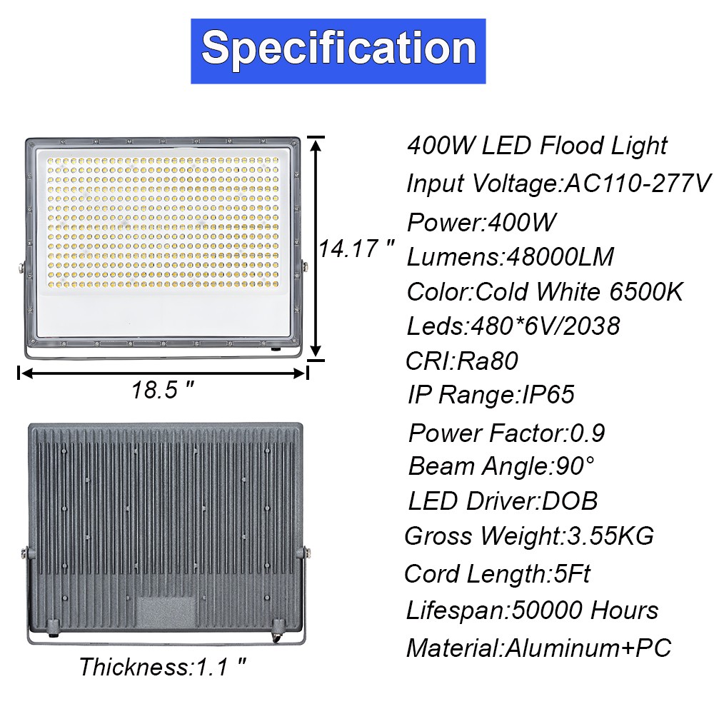 2Pack 400W Exterior Security Light with Plug Garden Yard Exterior Security Light
