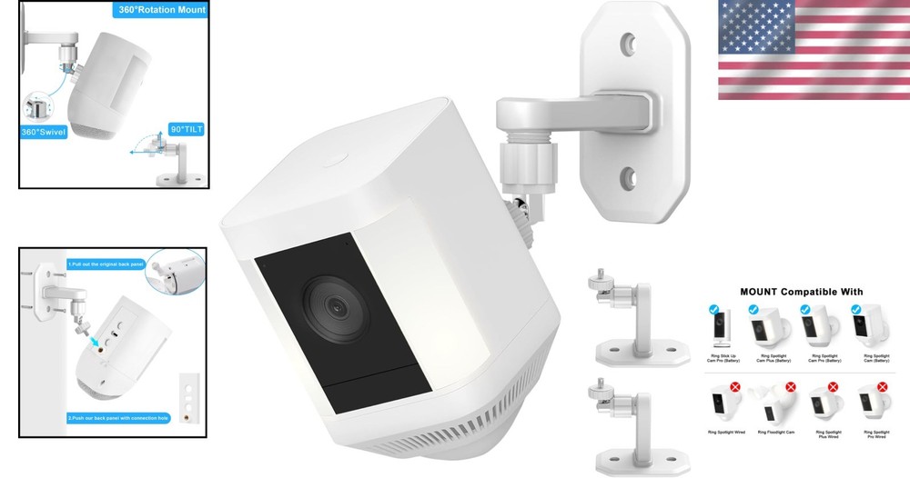 Adjustable 2-Pack Wall Mount for Ring Spotlight Cam - Enhanced Stability