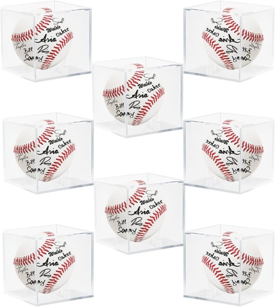 8 Pack Acrylic Baseball Case for Display, UV Protected 8 PC, Clear