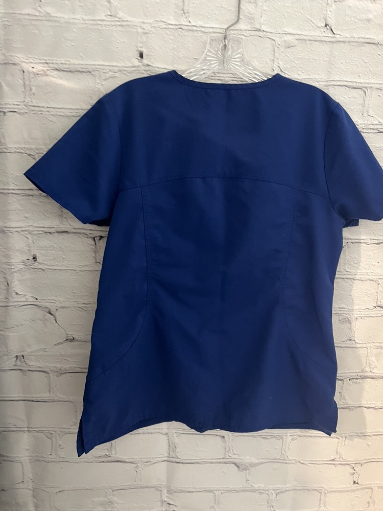 Unbranded Solid Blue V-Neck Scrub Top STRETCH Women's Size Small