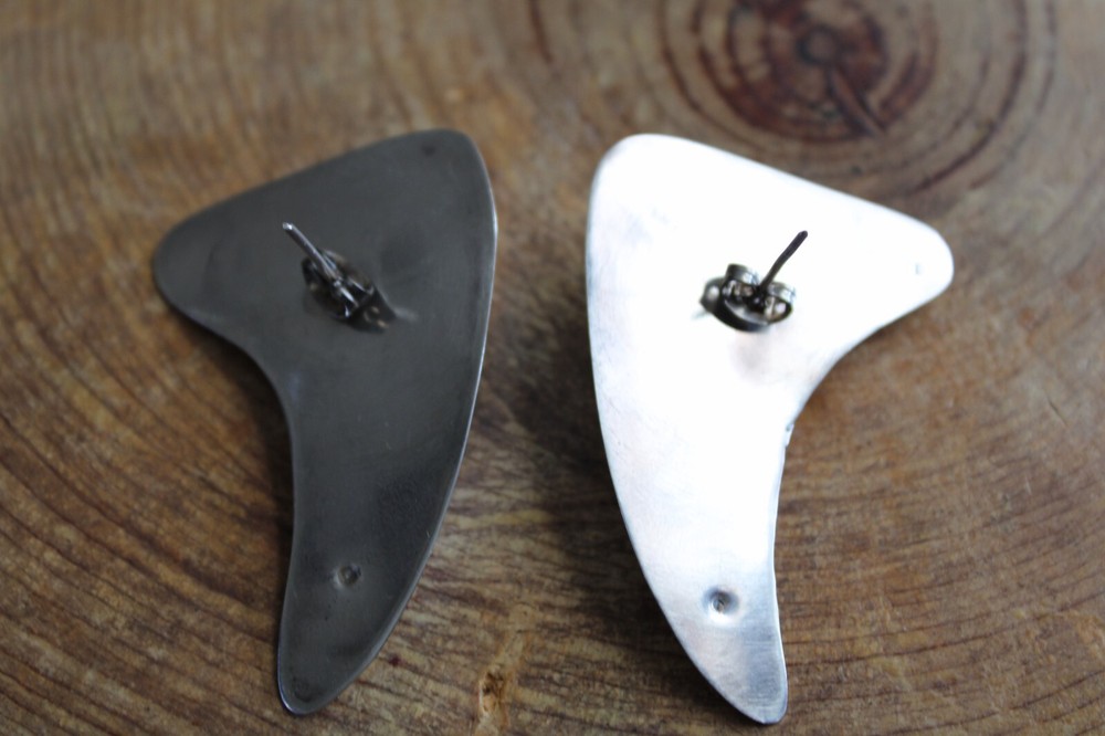 Puffed Sterling Silver Modern Look Earrings