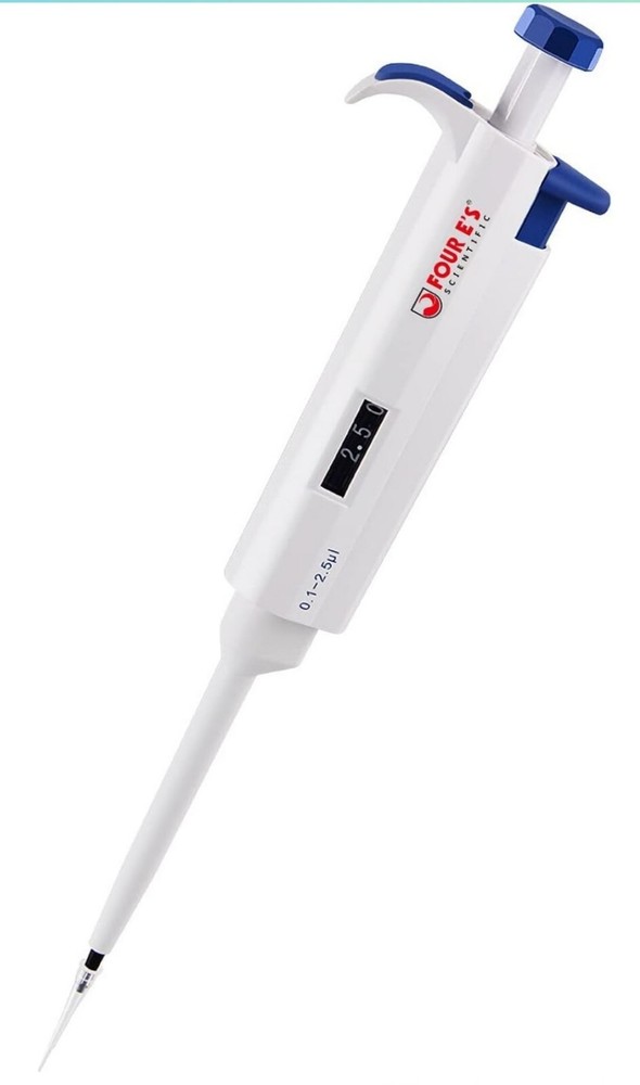 FOUR E'S SCIENTIFIC Variable Volume Single Channel Pipettors, 0.1-2.5uL