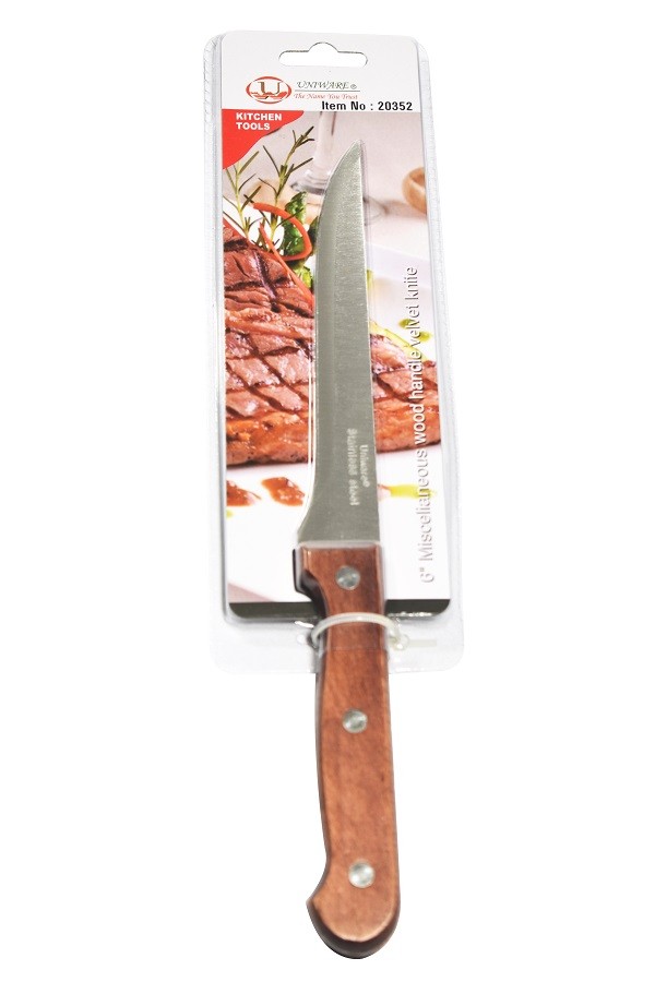 Multi Purpose Wood Handle Velvet Chef Knife, 6" Sharp Blade