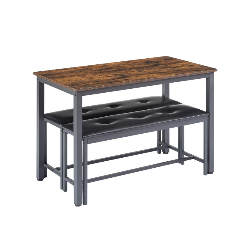 Dining Table Set Barstool Dining Table with 2 PU Upholstered Benches for Kitchen